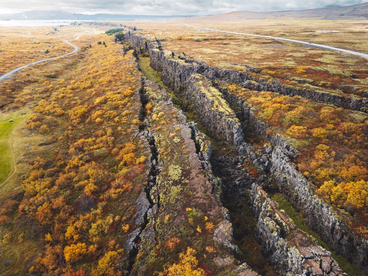 Drone Shot Of Tectonic Plates In Iceland 1277589
