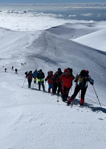 winter hiking on mountain olympus