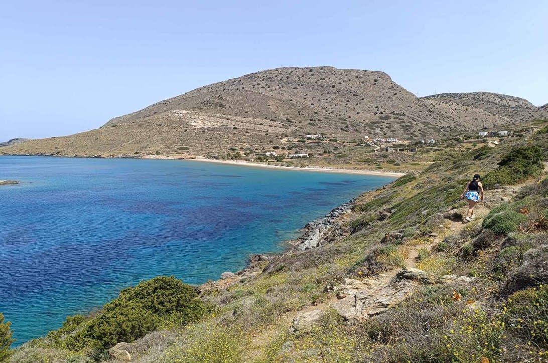 hiking and swimming Syros remote beach